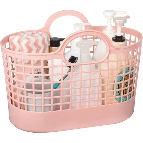 Panier de douche portable, sac de rangement souple en plastique avec poignées, organisateur de drainage, boîte de toilette pour salle de bain, indispensable pour chambre d'étudiant. (1/5)