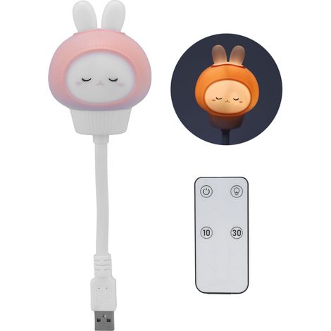Veilleuse lapin mignon USB avec télécommande pour bébé, lampe pour décoration de chambre, cadeau d'anniversaire (1/5)