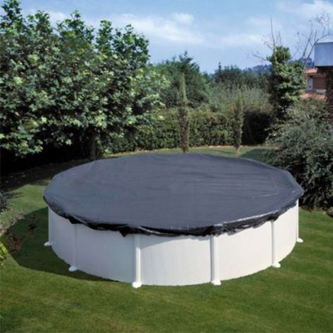 GRE – Bâche hiver pour piscine ronde Ø3m – Protection gel et saleté – Polyéthylène noir 120 g/m² – Pour piscines Ø300 cm (1/5)