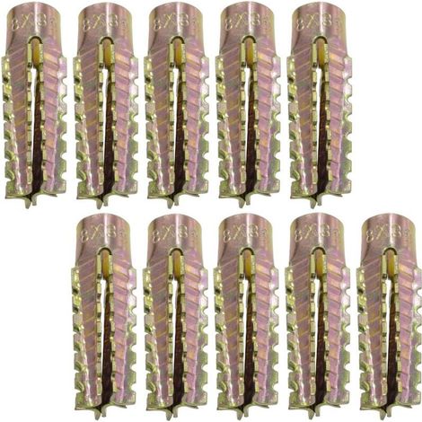 Lot de 10 chevilles à expansion en métal M8x38mm – Fixation béton, carreaux de plâtre – Résistance élevée, sans pré-perçage (1/5)