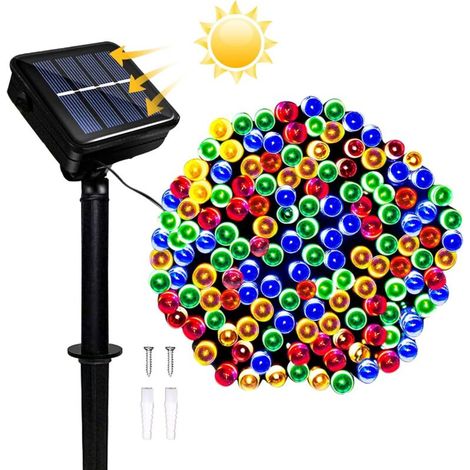 Solarbetriebene Lichterkette für den Garten, wasserdicht, 22 m, 8 Modi, 200 LEDs, für Hochzeiten, Weihnachten, Festtagsdekorationen, farbenfroh (1/5)