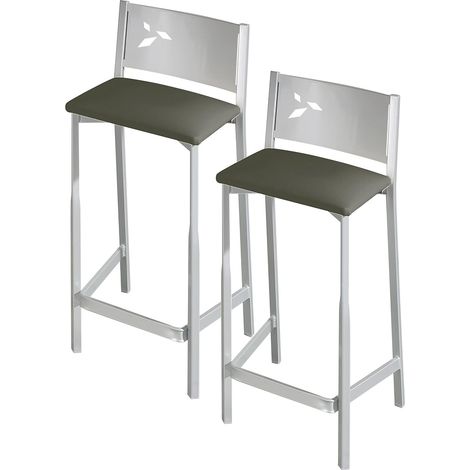 Lot de 2 tabourets de Cuisine en Similicuir Graphite 60 cm (1/5)