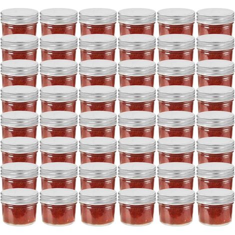48 pcs Pots à confiture avec couvercles argentés Verre 110 ml (1/5)