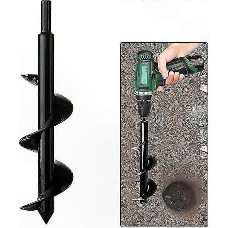 Perceuse à sol en acier inoxydable avec queue hexagonale, tarière thermique robuste pour planter fleurs, arbres et arbustes, outil de forage efficace, diamètre 8 cm. (1/4)