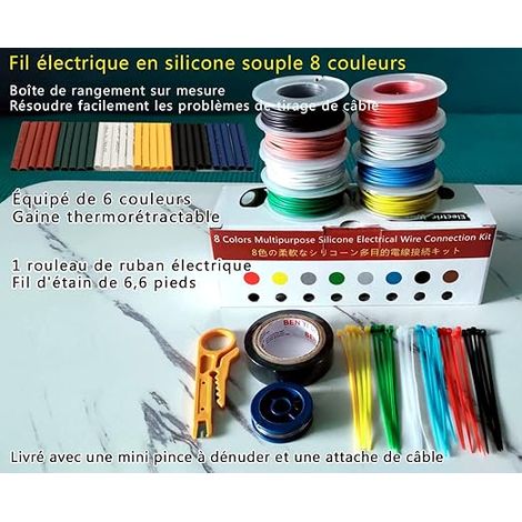 18AWG Electrical Wire Kit Stranded Tinned Copper Stranded Silicone Wire Wiring for Lamps, Batteries, Home Appliance Wiring (1/4)