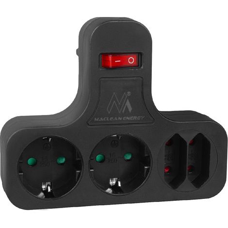 Maclean MCE224 G/B Schuko Vierfachsteckdosenverteiler mit 4 Steckdosen (1/4)