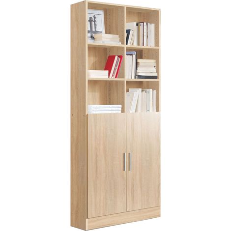 Etagère / bibliothèque coloris Chêne Cambrian - longueur 82 x profondeur 35 x hauteur 186 cm -PEGANE-
