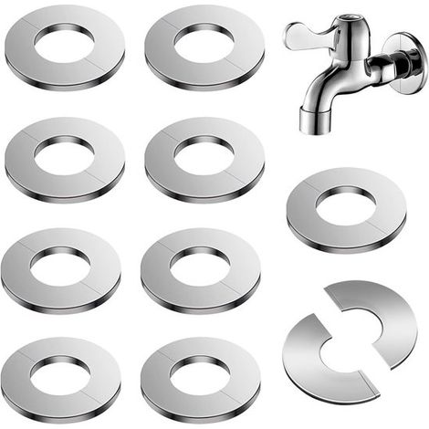 Lot de 10 bouchons de tuyaux fendus et couvercles de trous de vannes autocollants en acier inoxydable de 24 mm - Chrome (1/2)