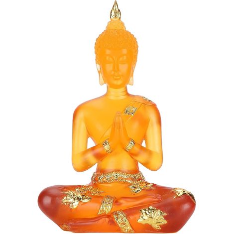 Transparente Buddha-Statue aus Kunstharz, antike sitzende Buddha-Statue, betende Buddha-Figur, Skulptur für Zuhause, Büro, Tisch, Garten, Dekoration, Geburtstagsgeschenk (1/5)