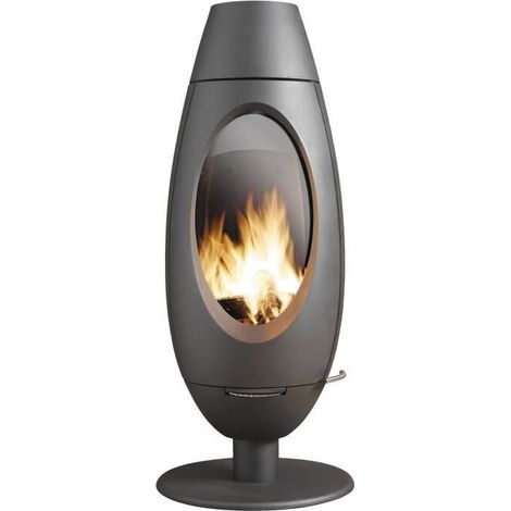 Invicta – Poêle à bois 10 kW – 100% fonte – Longueur bûches 25 cm – Rendement 76% – Autonomie 8h – Volume de chauffe 135 à 300 m³