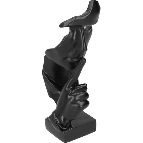 Sculpture Abstraite Résine - Décoration Moderne pour Bureau et Salon - Noir BS913