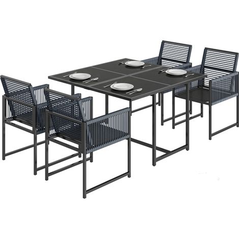 Outsunny Garden Dining Set, Outdoor Table and Chairs with Foldable Backrest