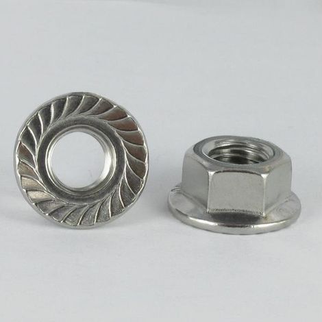 Ecrou hexagonale Inox A2 Embase collerette crantée M4 Wax lubrifié