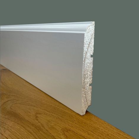 Battiscopa PREMIUM in legno MASSELLO mod.FIRENZE 120x15 laccato bianco liscio (prezzo al metro)