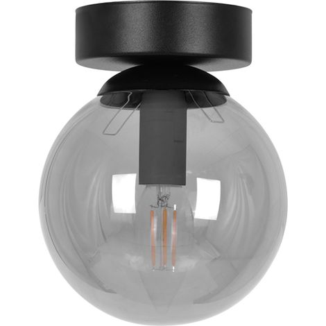 Plafonnier noir boule verre fumé Megan Kaja E14 10W (1/3)