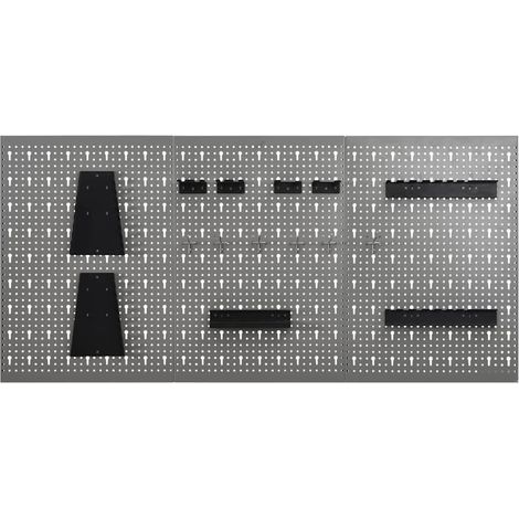 vidaXL Tableros de clavijas para pared 3 unidades acero 40x58 cm (1/2)