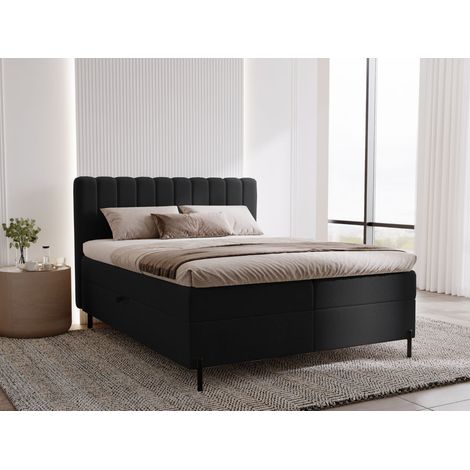 Lit continental Primavera avec rangement 180 x 200 double, velours, noir (1/5)