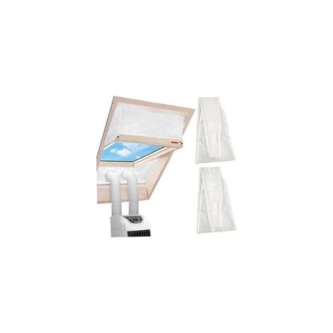 Lntyq 90,6 Zoll tragbares Klimaanlagen-Fensterset mit wasserdichter Reißverschluss-Lüftungsdichtung, Windbefestigungsband und verstellbarem Panel zur Fenstermontage (1/5)