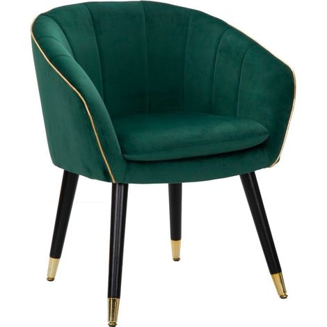 Poltrona Paris 62x58x78 cm in Legno Spugna Metallo e Poliestere Verde e Oro (1/5)