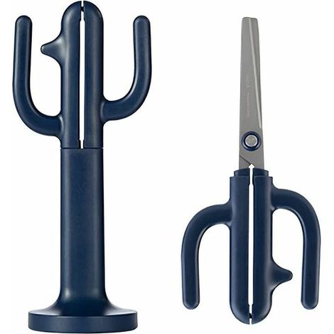 Office scissors with vertical base. 18cm (7"). Gifts for children. multi-purpose scissor set. Handmade children. creative ergonomic design (blue)