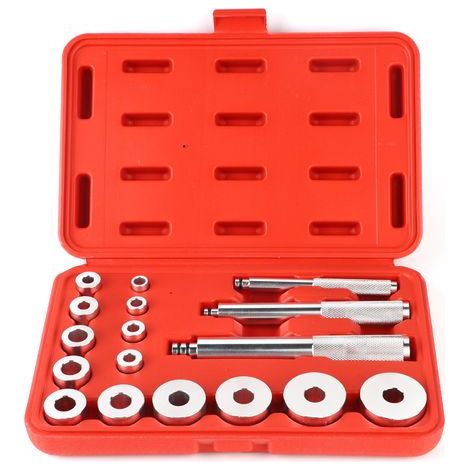 17-teiliges Set aus Aluminium-Radlager- und Buchsentreibern, Kfz-Werkstatt-Werkzeugset mit rotem Koffer (1/5)