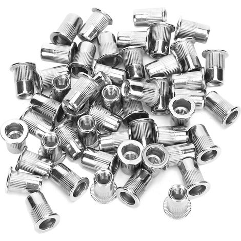 Ensemble de 50 écrous à riveter aveugles en acier inoxydable, écrous cannelés M6, accessoires de quincaillerie (1/5)