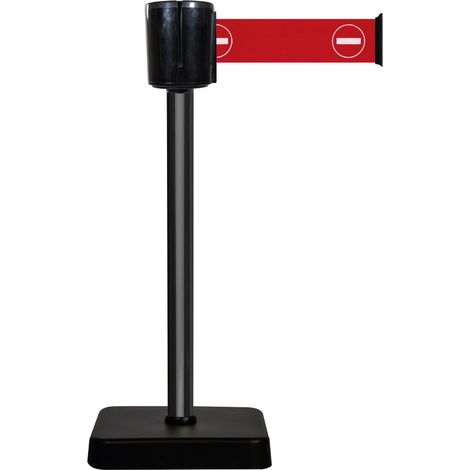 Poteau à sangle alu noir sens interdit 10m x 100mm sur socle mobile - 2800938 (1/4)
