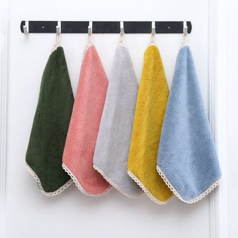 Toallas de mano redondas de fibra de carbón con asa para colgar, ideales para baño y cocina. (1/5)