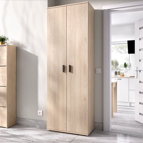 Armario multiusos 2 puertas color natural Fit 180 cm (alto) x 80 cm (ancho) x 40 cm (fondo) (1/5)