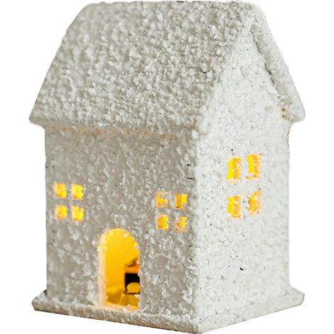 Le chalet blanc du village de Noël, fabriqué en bois blanc et équipé de lumières LED, salons, bureaux, églises, dortoirs (1/5)