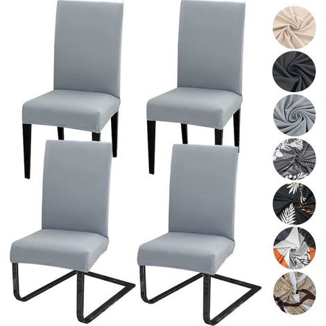 Housse de Chaise Extensible 4 pcs Housse de Chaise Salle à Manger Amovible Lavable Universel Durable Matériau Spandex Moderne,Gris (1/5)