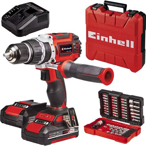 Einhell TP-CD 18/60 Li- i BL 18V Brushless Combi Drill, 2x 2.0Ah Batteries, Charger, FREE 39 Piece Accessory Bit Set (1/2)