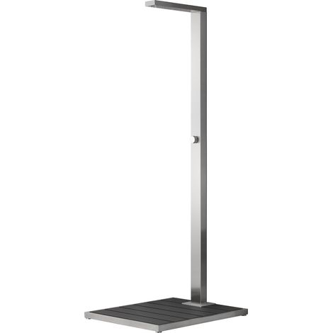Doccia da esterno inox spazzolato modello faggio con pedana antiscivolo wpc (1/5)
