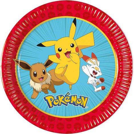 Pokémon-Pappteller, 20 cm, 8 Stück