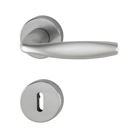 Coppia di maniglie a leva su rosa New-York HOPPE 1810/42K/42KS Aspetto acciaio inox - Chiave L - 3736161