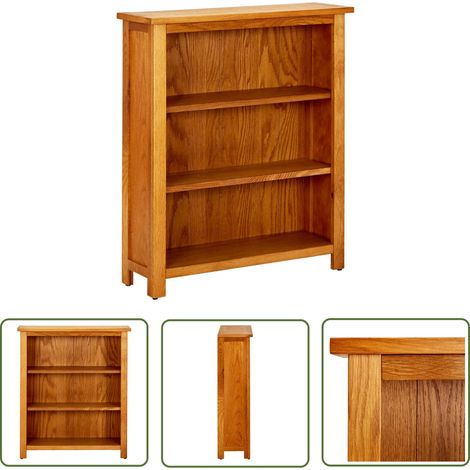 The Living Store Bücherregal 3 Fächer 70x22,5x82 cm Massivholz Eiche - Holz Regal - Buche Regal - Bücherregal - Eichenholzmöbel - Wohnzimmer Schrank (1/5)