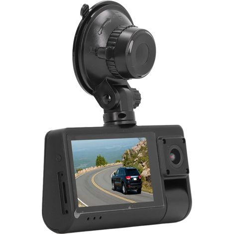 Caméra embarquée pour voiture, triple objectif rotatif, 1080p, écran IPS 3 pouces, vision nocturne, détection de mouvement, mode parking 24h/24 (1/5)