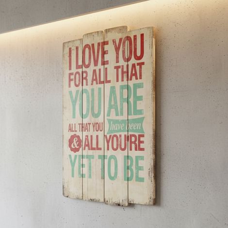 murale decorazione legno quadro murale segno di legno 60cm Amore usato look retrò
