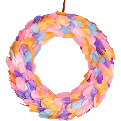 Guirlande De Porte En Plumes - Décoration Murale Lumineuse Pour Fêtes - 33 Cm - Pour Porte D'Entrée, Mur Ou Cheminée - 1 Pièce (1/5)