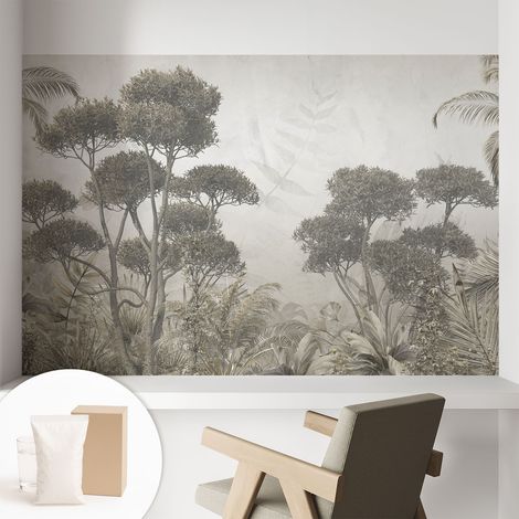Papier peint intissé décoratif pour salon chambre et cuisine Facile à poser avec colle Jungle tropicale 104x70 cm (1/5)