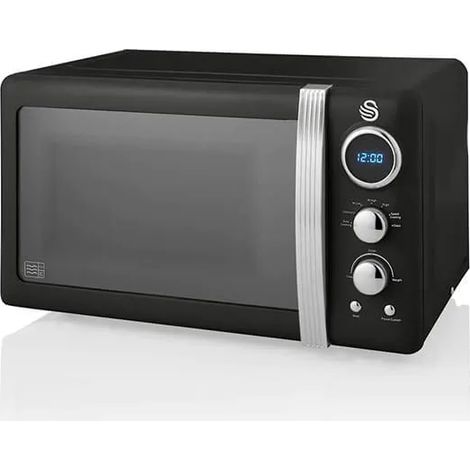 Swan Retro Black 800W Digital Microwave