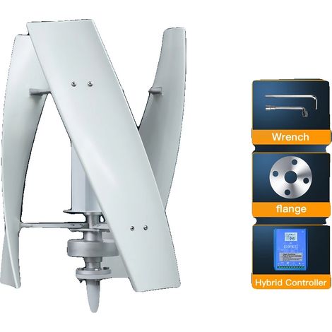 Aerogenerador vertical, alta eficiencia, bajo nivel de ruido, blanco, 12 V, controlador MPPT gratuito, 5000 W, control híbrido LCD, 8000 W-b, 24 V-c (1/2)