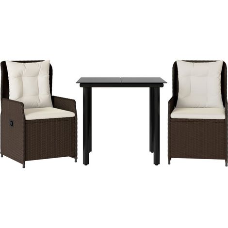 Maison Exclusive - Set comedor de jardín 3 piezas y cojines ratán (1/5)