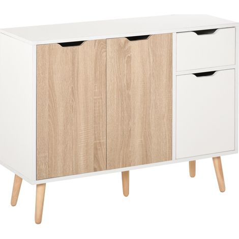Buffet scandinave LEON chêne et blanc (1/5)