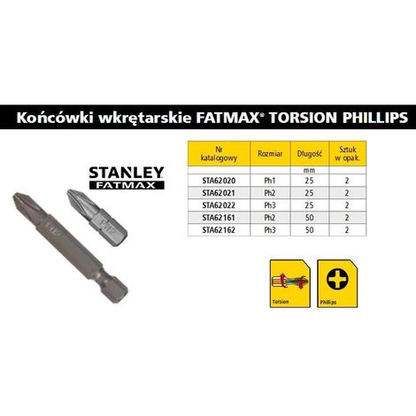 Stanley, modelo STA61181-XJ, Punta de destornillador Pozidriv, 1 pieza(s), tamaño PZ2, 50 mm, hexagonal, ideal para trabajos de precisión en destornillado.