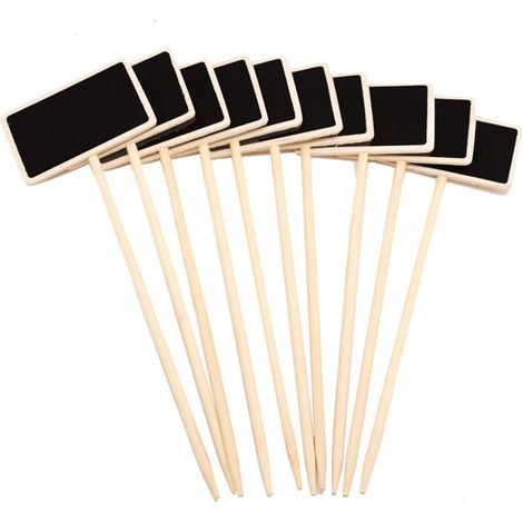 Set di 10 mini lavagne decorative in legno, piccole lavagne, lavagne per appunti, con manico lungo per cartellini dei prezzi, targhette con nomi, bouquet, piante in vaso (1/4)