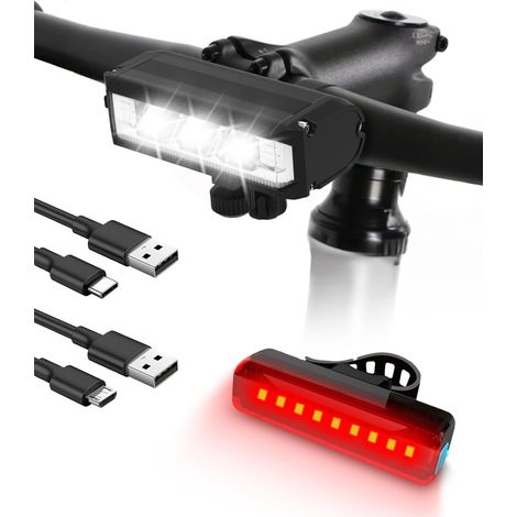 Fahrradlichter, vorne und hinten, wiederaufladbares, leistungsstarkes LED-Fahrradlichter-Set für Straße, Berg (1/5)