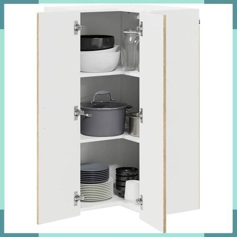 Armoire d'angle murale de cuisine - 885517 - Chêne Sonoma - 3 étagères - 2 portes - 57 x 57 x 100 cm (1/5)