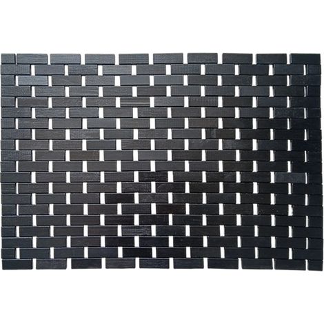 Tapis de Douche antidérapant - Tapis de Bain en Bambou - Tapis de Bain en Bois - Plateau de Douche en Bois - Tapis de Baignoire antidérapant，noir