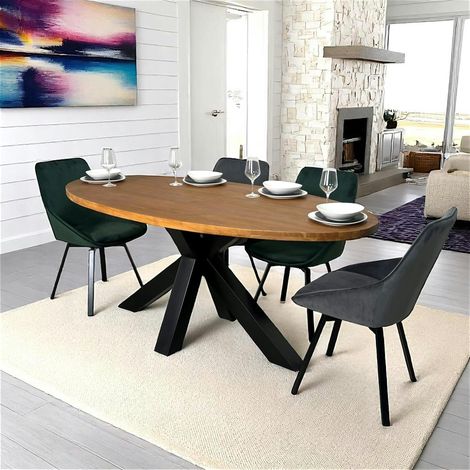 Table à manger ovale en bois de teck recyclé 190 cm ONTARIO (1/5)